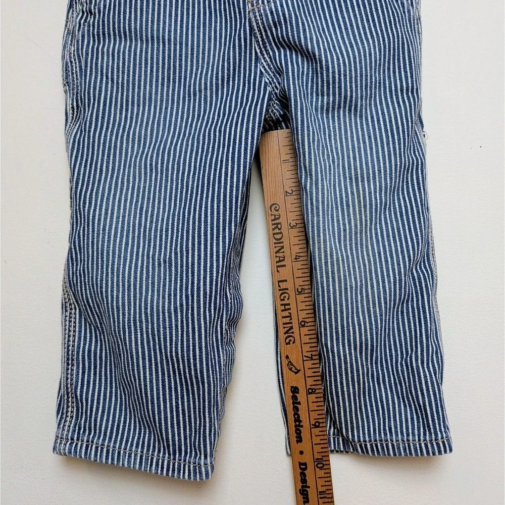 OshKosh B'Gosh‎ Hickory Striped Train Conductor Vestbak Denim Overalls 18 Months